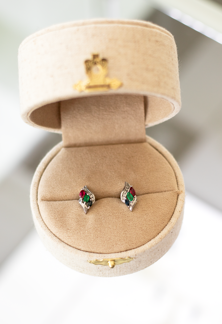 Estate Colored Stone Earrings